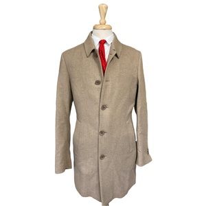 LUXURY Loro Piana Wool/Cashmere Goatskin Suede Tan Khaki Medium Coat Jacket Mens